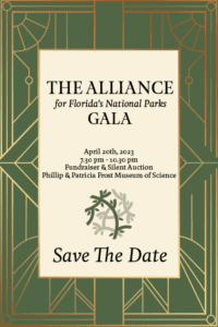 green and gold invitation to the alliance for floridas national parks gala